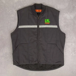 Red Kap Vintage Us Foods Workwear Gilet Jacket XL Men's Charcoal Grey Company - Picture 1 of 6