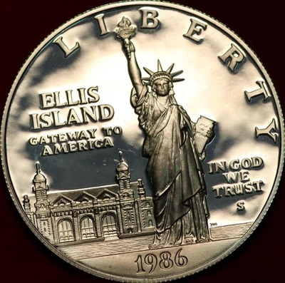 Uncirculated Proof 1986-S San Francisco Mint Ellis Island Silver Dollar - Image 1 of 2