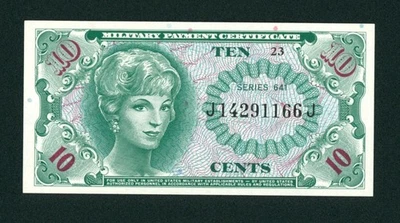 Série 641 10 centavos (CU) Certificado de Pagamento Militar dos EUA (3º de 3 consecutivos) - Imagem 1 de 2