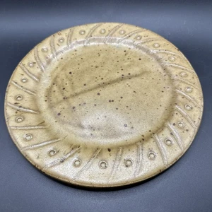 Handmade Studio Art Pottery Tan And Brown Decorative Plate Platter Dot Glaze 9” - Picture 1 of 5