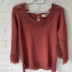 Vintage Giorgio Sant’ Angelo Women’s Knit Sweater 3/4 Sleeve Terracotta Size 10 - Picture 1 of 9
