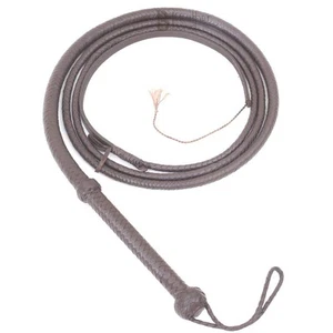 Indiana Jones Style 8 Foot 8 Plait Dark Brown Leather Equestrian Bullwhip Rea... - Picture 1 of 5