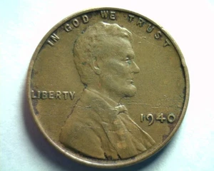 1940 LINCOLN CENT PENNY HUGE REVERSE LAMINATION EXTRA FINE XF NICE ORIGINAL COIN - Picture 1 of 2