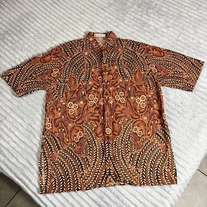 Batik Danan Hadi Premium Kurzarm Schwarz Orange Creme Knopfleiste 2xL - Bild 1 von 11