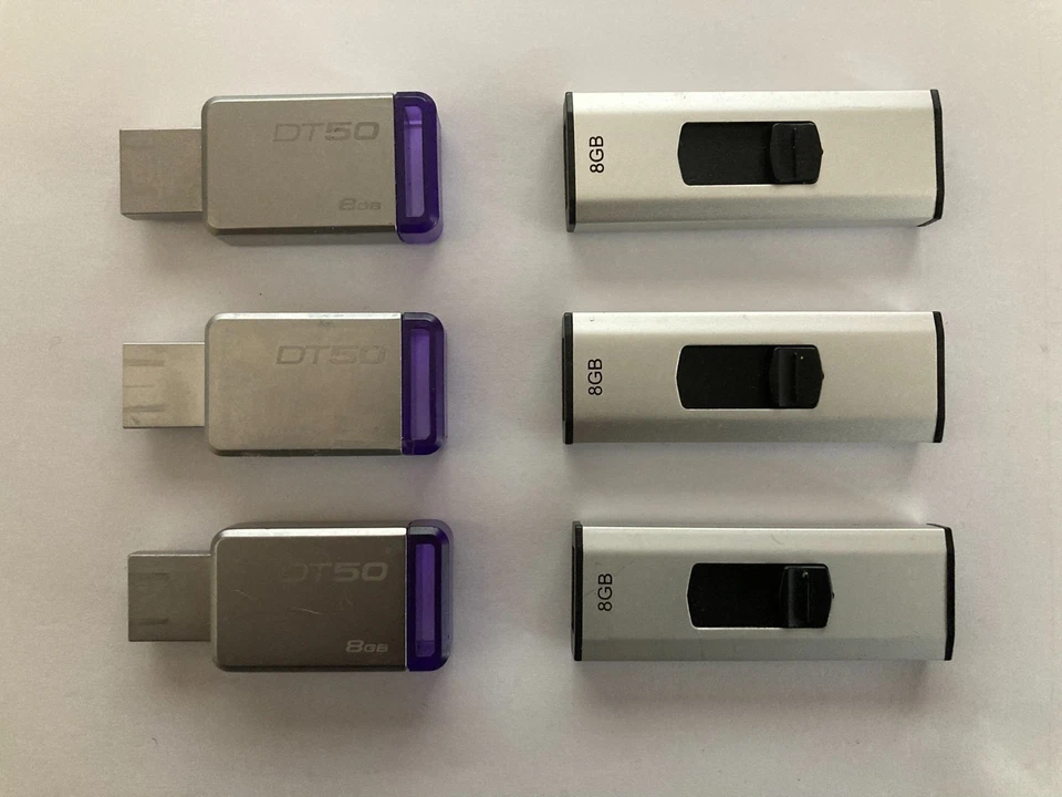 Job Lot 8GB x 6 Kingston DT50 USB 3.1 & Q-Connect USB 3.0 Flash Drive Memory - Image 1 of 1