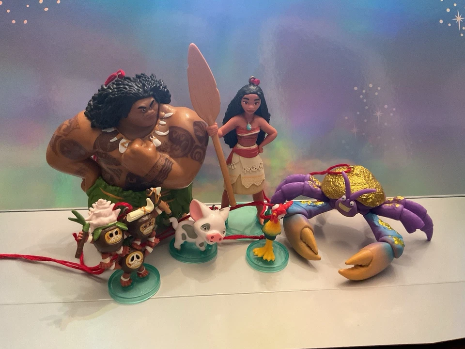 Disney Moana Christmas Ornament Set Moana Maui Hei Hei Pua Tamatoa Kakamora - Image 1 of 4