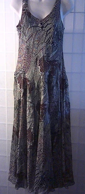 Jones New York Petite Printed Tiered Maxi Dress Size 6P Black, dark Purple Lined - Image 1 of 4