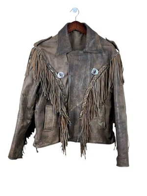 Vintage Unik Leather Western Fringe Motorcycle Leather Jacket - Image 1 of 4