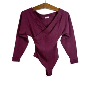 Body Free People intimamente bordeaux finto avvolgente manica lunga taglia XS boho - Foto 1 di 10