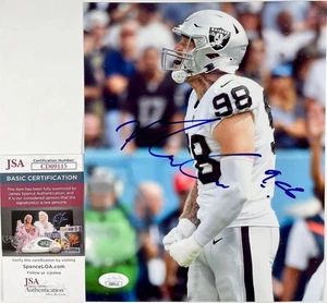 NFL Las Vegas Raiders Maxx Crosby Firmado 8x10 Foto Autógrafo Auténtico Certificado de Autenticidad JSA - Imagen 1 de 1