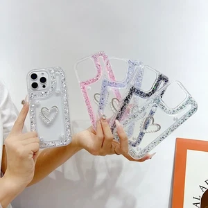 Funda Flash Diamante Brillo Perla Amor Para Varios Teléfono Moda Mujeres Niña - Imagen 1 de 16