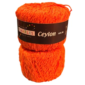 Stacy Charles Ceylon Silk Yarn Orange 68 Yards Italy Lot - Picture 1 of 7