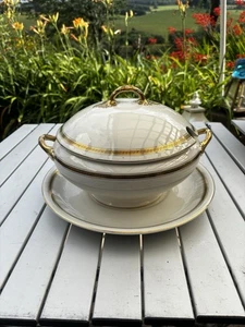 Bristol Pottery Pountney & Co Grecian Large Lidded Tureen & Plate - Picture 1 of 8