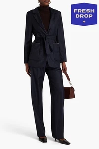 RRP €1100 FABIANA FILIPPI Wool Blazer Jacket IT46 US-L UK14 XL Belted Striped - Picture 1 of 6