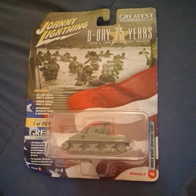Johnny Lightning Greatest Generation D-Day M4A3 Sherman Tank Version B - Image 1 of 3
