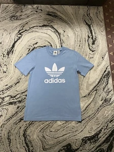 Adidas Originals Trefoil T-Shirt Ambient Sky White BNWT Size Small Men’s H06638 - Picture 1 of 12