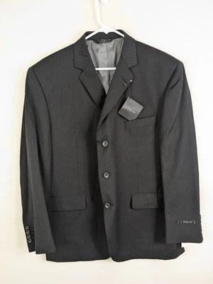 J. Ferrar Blazer Men's 44S Black Single Breasted 100% Wool Striped $200 MSRP - Image 1 of 4