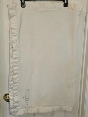 Carter's White Minky Baby Blanket Satin Edge Embroidered Adorable  - Image 1 of 4
