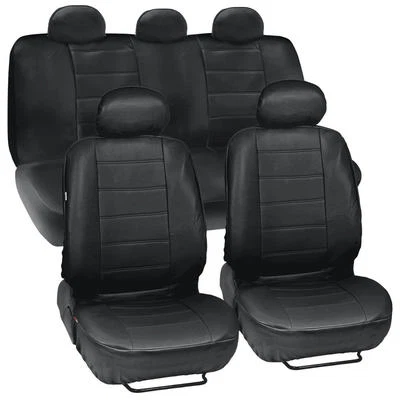 Juego completo de fundas de asiento de auto de cuero negro ProSyn para Hyundai Sonata Foto 1 de 4
