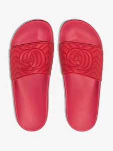 GUCCI GG Matelasse Quilted Slides Men’s Rubber Sandal Red 601041 Sz 8 G, US 9 - Picture 1 of 7