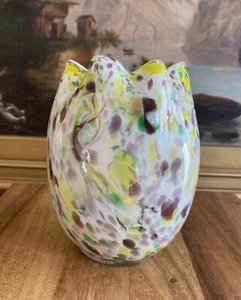 NEW ENGLAND GLASS WORKS Pomona Art Glass VASE Ruffle Vintage - Picture 1 of 7