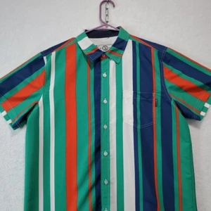 Switch Remarkable Limited Edition Men's M Short Sleeve Blue Green Striped Shirt - Picture 1 of 10