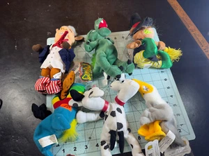Vtg 90's Meanies Beanie Plush Lot of 6 Bull Cinton Bear Witch LOT A - Picture 1 of 12