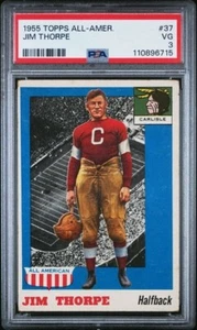1955 Topps All-American Football Rookie card #37 Jim Thorpe (HOF) PSA grade VG 3 - Picture 1 of 3