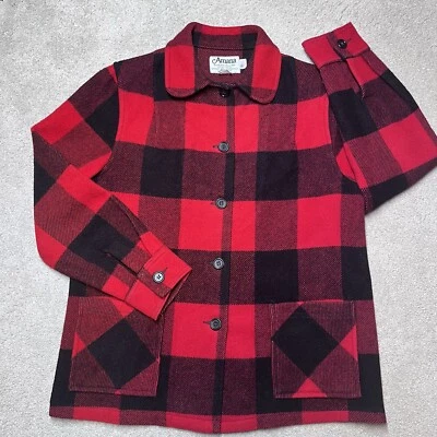 Chaqueta de lana de colección Amana Woolen Mill para mujer talla 38 mediana búfalo a cuadros roja negra tarea Foto 1 de 4