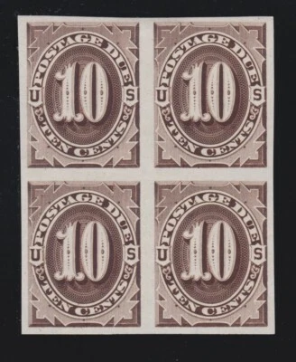 US J5P3 10c Postage Due Proof on India Paper Block of 4 XF - Image 1 of 2