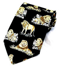 Jungle King Men's Neck Tie Lion Big African Cat Animal Black Neck Tie 