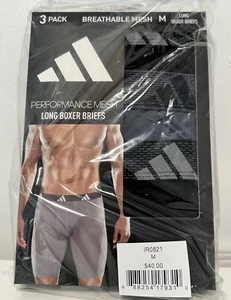Adidas Boxer Herren Medium Performance Mesh Schwarz Lang Boxershorts Unterwäsche 3er Pack - Bild 1 von 15