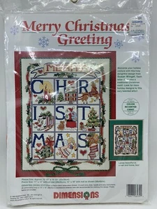 Dimensions Cross Stitch Vntg 1993 Merry Christmas #8439 Hobby Crafts Pattern - Picture 1 of 6