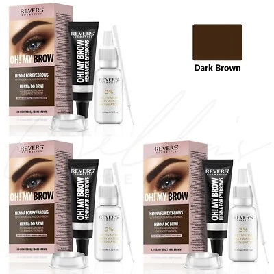REVERS Henna Eyebrow Kit with Dye and Activator - Dark Brown *PACK OF 3* - Image 1 of 2