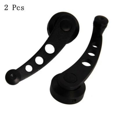 2x Black Aluminum Car Offroad Manual Window Glass Door Crank Handle Winder Knobs - Image 1 of 4