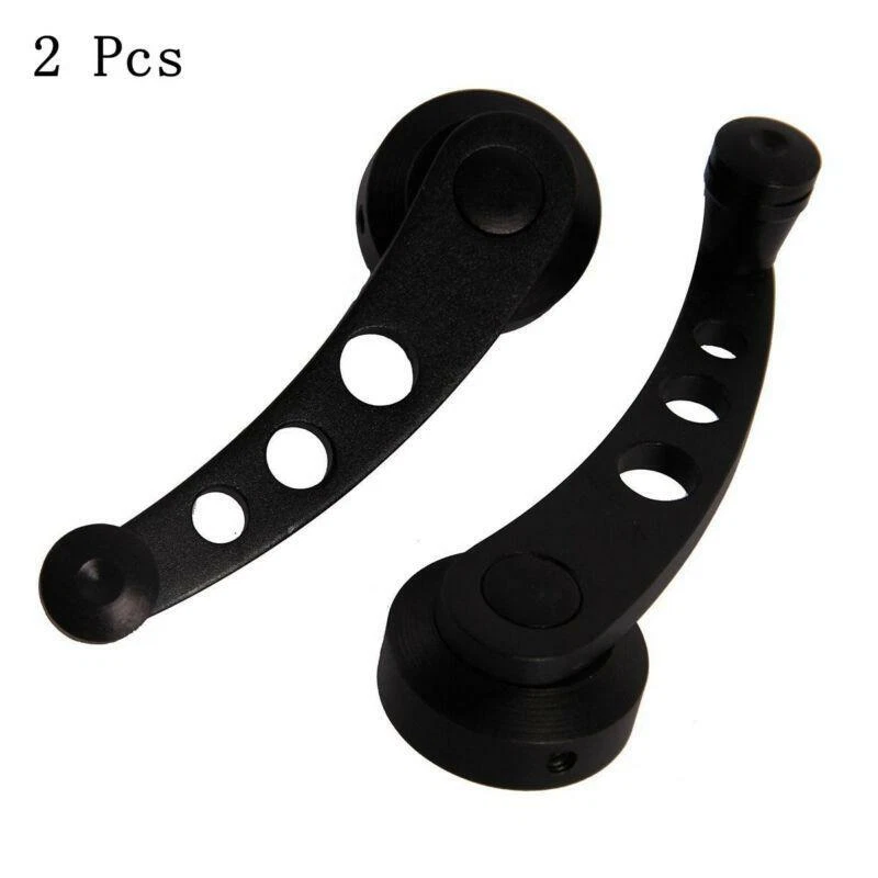 2x Black Aluminum Car Offroad Manual Window Glass Door Crank Handle Winder Knobs - Image 1 of 4
