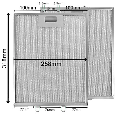 SPARES2GO 2 filtros de malla metálica para ventilación de la campana de cocina TURBOAIR ELICA 318 x 258 mm