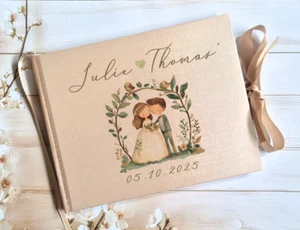 PERSONALISIERTES GÄSTEBUCH WALDHOCHZEIT, GOLDBEIGE BRAUT PARTY ERINNERUNGSALBUM - Bild 1 von 2