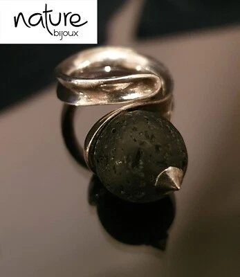 Anel de pedra de lava coleção floresta negra joias bijoux natureza, NOVO - Imagem 1 de 4