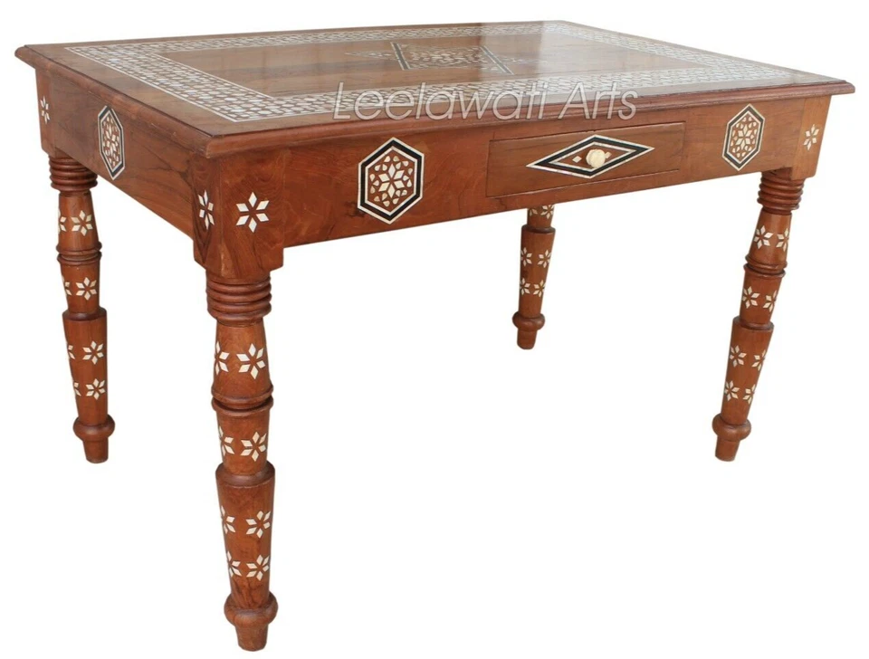 Antique Look Teak Wood Table Handicraft Furniture Table - Image 1 of 4