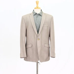 Kenneth Cole 46R Beige Sport Coat Blazer Jacket Solid 2B Polyester - Picture 1 of 11