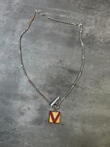 LOUIS VUITTON（LV） Collana Louis Vuitton Ciondolo quadrato in argento 925 LV AUTENTICA