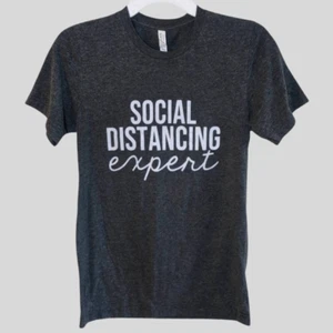 BELLA + CANVAS Graphic Tee S Gray Social Distancing Expert Funny Soft T-Shirt - Picture 1 of 7