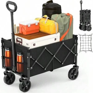 Foldable Wagon,Collapsible Cart with Wheels. Ideal for Shopping, Camping - Picture 1 of 11
