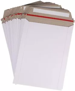 Yens 50 Pack 7"X9" Self Seal Stay Flat White Cardboard Envelope - Picture 1 of 1