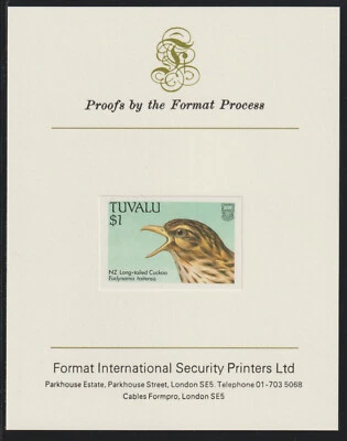45497 - TUVALU - 1988 AVES - CUCO EN FORMATO TARJETA DE PRUEBA INTERNACIONAL Foto 1 de 2