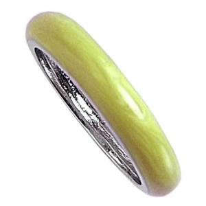 *YELLOW*__ PEARLIZED ENAMEL BAND RING_SZ-9 ___925 STERLING SILVER_NF - Picture 1 of 8