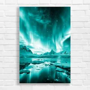 Mesmerizing Northern Lights Teal Canvas Print Large Picture Wall Art - Picture 1 of 5