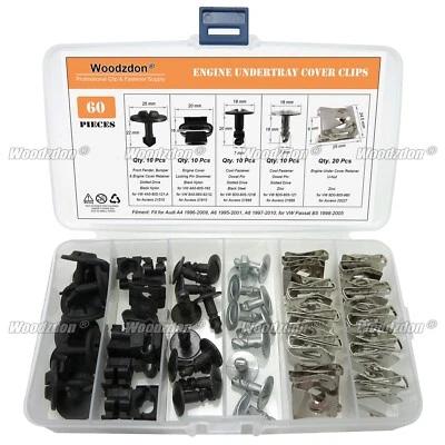 60 Under Engine Cover Clip Spoiler Pin Nut Kit For Audi A4 A6 S4 For VW Passat - Image 1 of 4