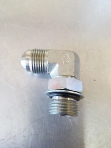 6801-04-06 1/4" MALE JIC X 3/8" MALE O-RING BOSS 90 DEGREE HYDRAULIC FITTING - Picture 1 of 3
